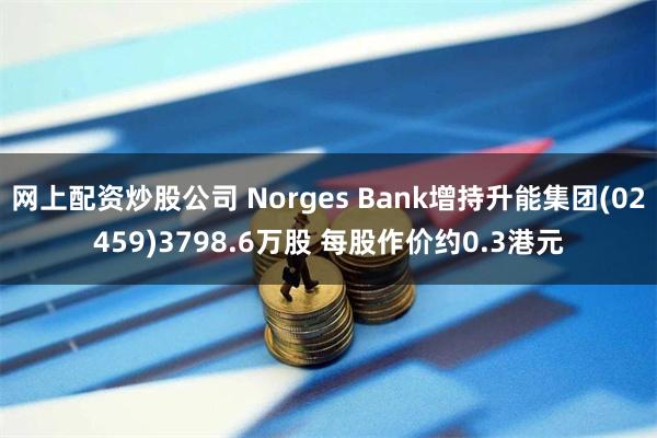 网上配资炒股公司 Norges Bank增持升能集团(02459)3798.6万股 每股作价约0.3港元