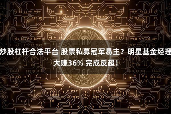 炒股杠杆合法平台 股票私募冠军易主？明星基金经理大赚36% 完成反超！