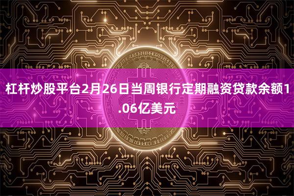杠杆炒股平台2月26日当周银行定期融资贷款余额1.06亿美元